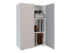 New VCM XL Madeira Grande Sapato Gabinete Prateleira Grandes Botas Móveis de Piso Lona 3 Compartimentos (Branco / Cinza) Multicor