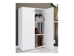 Discount VCM XL Madeira Grande Sapato Gabinete Prateleira Grandes Botas Piso Mobília Lona 3 Compartimentos (Branco) Multicor