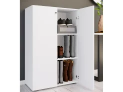 Discount VCM XL Madeira Grande Sapato Gabinete Prateleira Grandes Botas Piso Mobília Lona 3 Compartimentos (Branco) Multicor