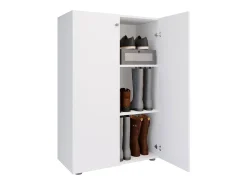 Discount VCM XL Madeira Grande Sapato Gabinete Prateleira Grandes Botas Piso Mobília Lona 3 Compartimentos (Branco) Multicor