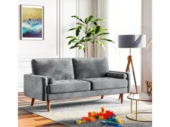 Sofá|DripeX Veludo cinza e sofá de veludo de madeira maciça - 3 lugares - carga máxima 300kg - 176x78x85cm Cinzento