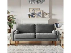 Sofá|DripeX Veludo cinza e sofá de veludo de madeira maciça - 3 lugares - carga máxima 300kg - 176x78x85cm Cinzento