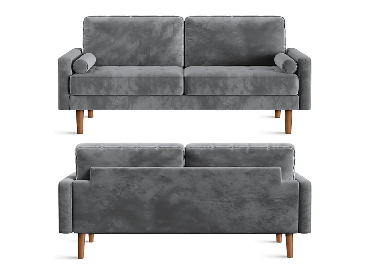 Sofá|DripeX Veludo cinza e sofá de veludo de madeira maciça - 3 lugares - carga máxima 300kg - 176x78x85cm Cinzento