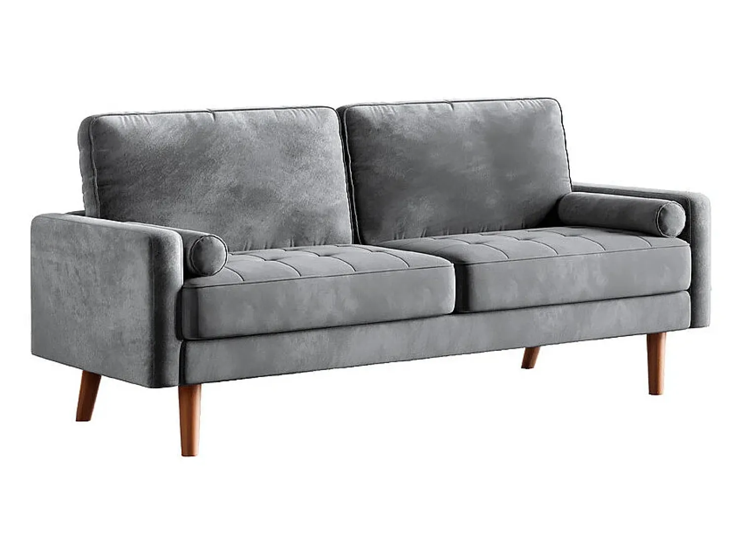 Sofá|DripeX Veludo cinza e sofá de veludo de madeira maciça - 3 lugares - carga máxima 300kg - 176x78x85cm Cinzento