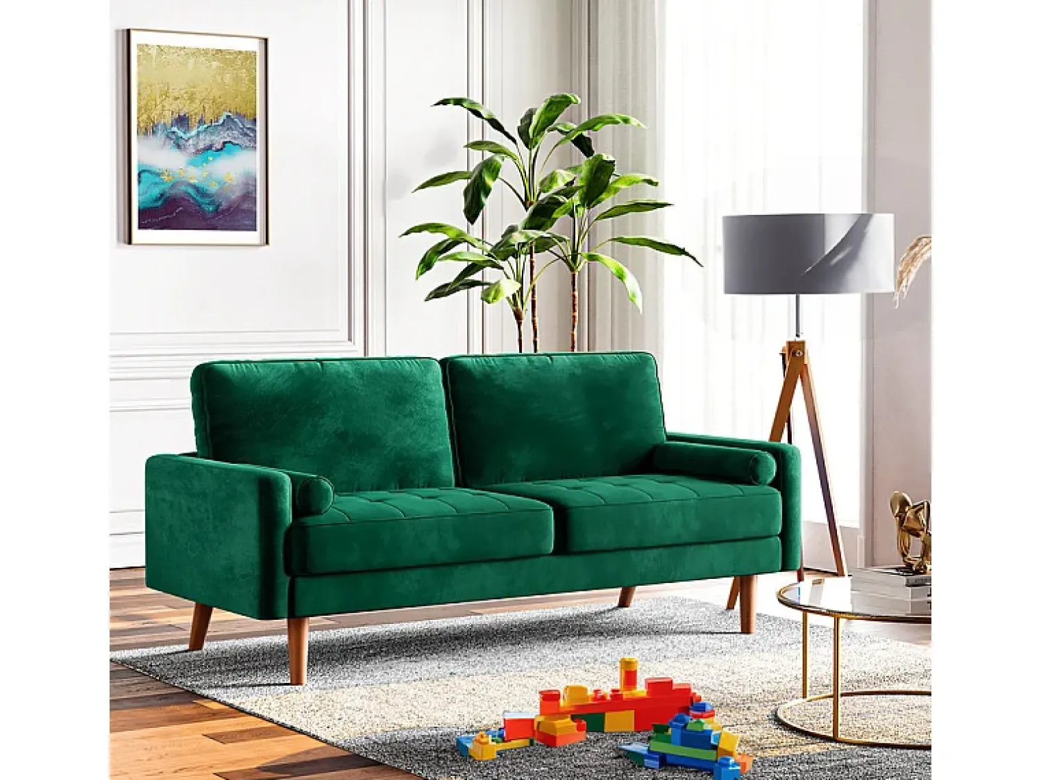 DripeX Veludo e sofá de veludo sólido - 3 lugares - carga máxima 300kg - 176x78x85cm^ Sofá