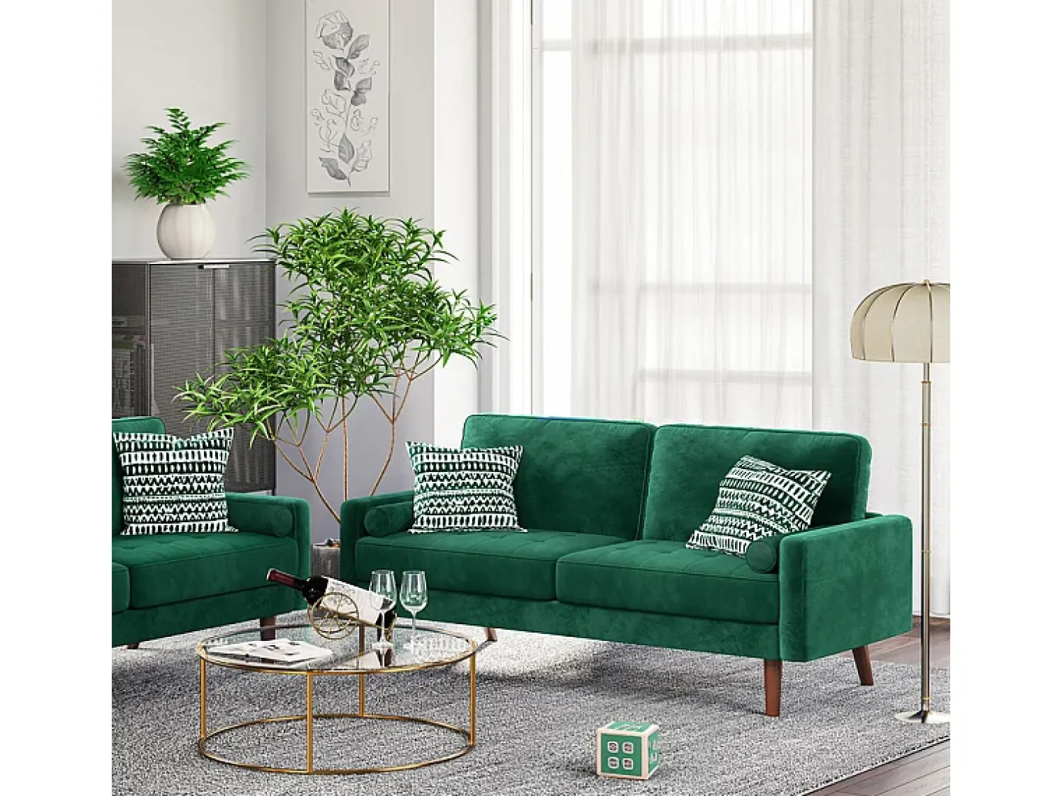 DripeX Veludo e sofá de veludo sólido - 3 lugares - carga máxima 300kg - 176x78x85cm^ Sofá