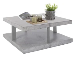 Loft24 Verrazano | Mesa de Centro 100 cm em MDF Cinza Prata^ Mesa De Centro