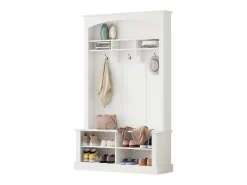 Hauss Spole Vestiário com banco, sapateira, 3 ganchos e arrumação aberta 120x40x190 cm^ Móvel De Entrada