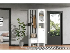 Sale Merax Vestiário com 2 roupeiros - 85 x 33,5 x 200 cm - conjunto de roupeiro + sapateira - aglomerado - Branco