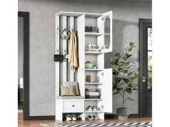 Sale Merax Vestiário com 2 roupeiros - 85 x 33,5 x 200 cm - conjunto de roupeiro + sapateira - aglomerado - Branco