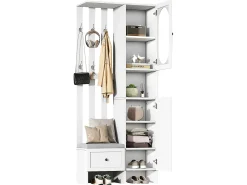 Sale Merax Vestiário com 2 roupeiros - 85 x 33,5 x 200 cm - conjunto de roupeiro + sapateira - aglomerado - Branco