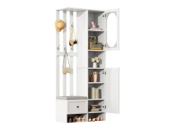 Sale Merax Vestiário com 2 roupeiros - 85 x 33,5 x 200 cm - conjunto de roupeiro + sapateira - aglomerado - Branco