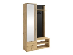 Vente-unique Vestiário com espelho e armazenamento - Natural e Preto - JANAKIA^ Móvel De Entrada