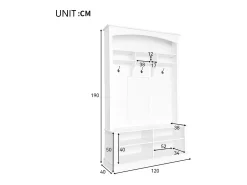Online ModernLuxe Vestiário de entrada com bengaleiro e banco para guardar sapatos - 120x40x190 cm - Branco