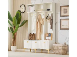 Móvel De Entrada*ModernLuxe Vestiário de entrada moderno - com cabide e guarda-sapatos - Branco