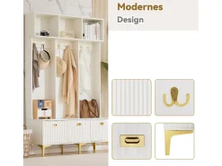 Móvel De Entrada*ModernLuxe Vestiário de entrada moderno - com cabide e guarda-sapatos - Branco