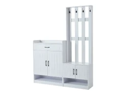 Móvel De Entrada*ModernLuxe Vestiário moderno - com cabideiro e armários para sapatos - com ganchos e gaveta - Branco