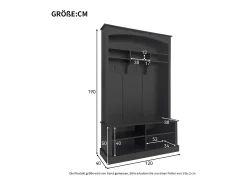 Móvel De Entrada|Hauss Spole Vestiário com banco, sapateira, 3 ganchos e arrumação aberta 120x40x190 cm Preto