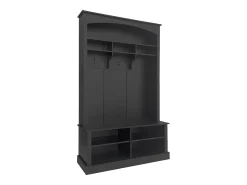 Móvel De Entrada|Hauss Spole Vestiário com banco, sapateira, 3 ganchos e arrumação aberta 120x40x190 cm Preto