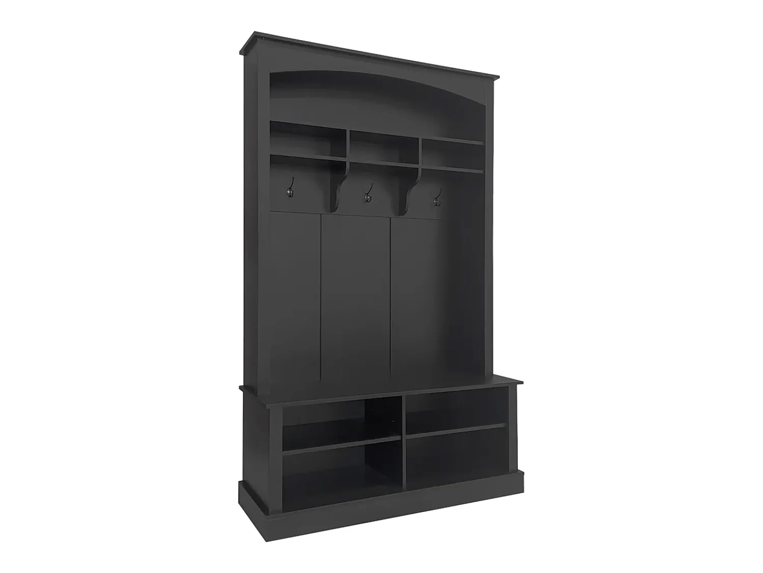 Móvel De Entrada|Hauss Spole Vestiário com banco, sapateira, 3 ganchos e arrumação aberta 120x40x190 cm Preto