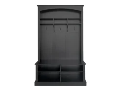 Móvel De Entrada|Hauss Spole Vestiário com banco, sapateira, 3 ganchos e arrumação aberta 120x40x190 cm Preto