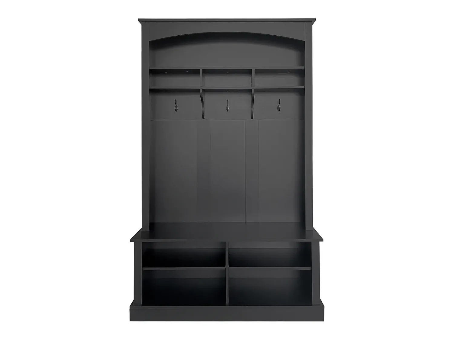 Móvel De Entrada|Hauss Spole Vestiário com banco, sapateira, 3 ganchos e arrumação aberta 120x40x190 cm Preto
