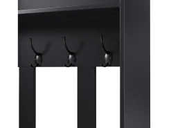 ModernLuxe Vestuário de entrada moderno - com 4 ganchos, 2 portas e 1 gaveta - com banco e prateleiras abertas -^ Móvel De Entrada