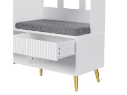 ModernLuxe Vestuário de entrada moderno - com 4 ganchos, 1 porta e 2 gavetas - com banco e prateleiras abertas -^ Móvel De Entrada