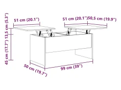 Mesa De Centro|vidaxl Mesa de centro102x50,5x46,5cm madeira processada carvalho sonoma Natural claro