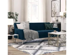Sofá|CosmoLiving by Cosmopolitan Virginia | Sofá 3 Lugares em Linho Azul