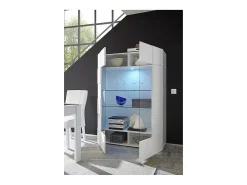 Vitrina|Vente-unique Vitrina - LEDs - 2 portas em vidro - Lacada a CALISTO Branco