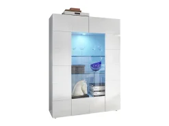 Vitrina|Vente-unique Vitrina - LEDs - 2 portas em vidro - Lacada a CALISTO Branco