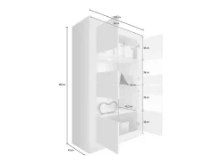 Vitrina*Meublorama Vitrina 4 portas de vidro sem iluminação, coleção CISA, cor laqueado brilhante. Branco