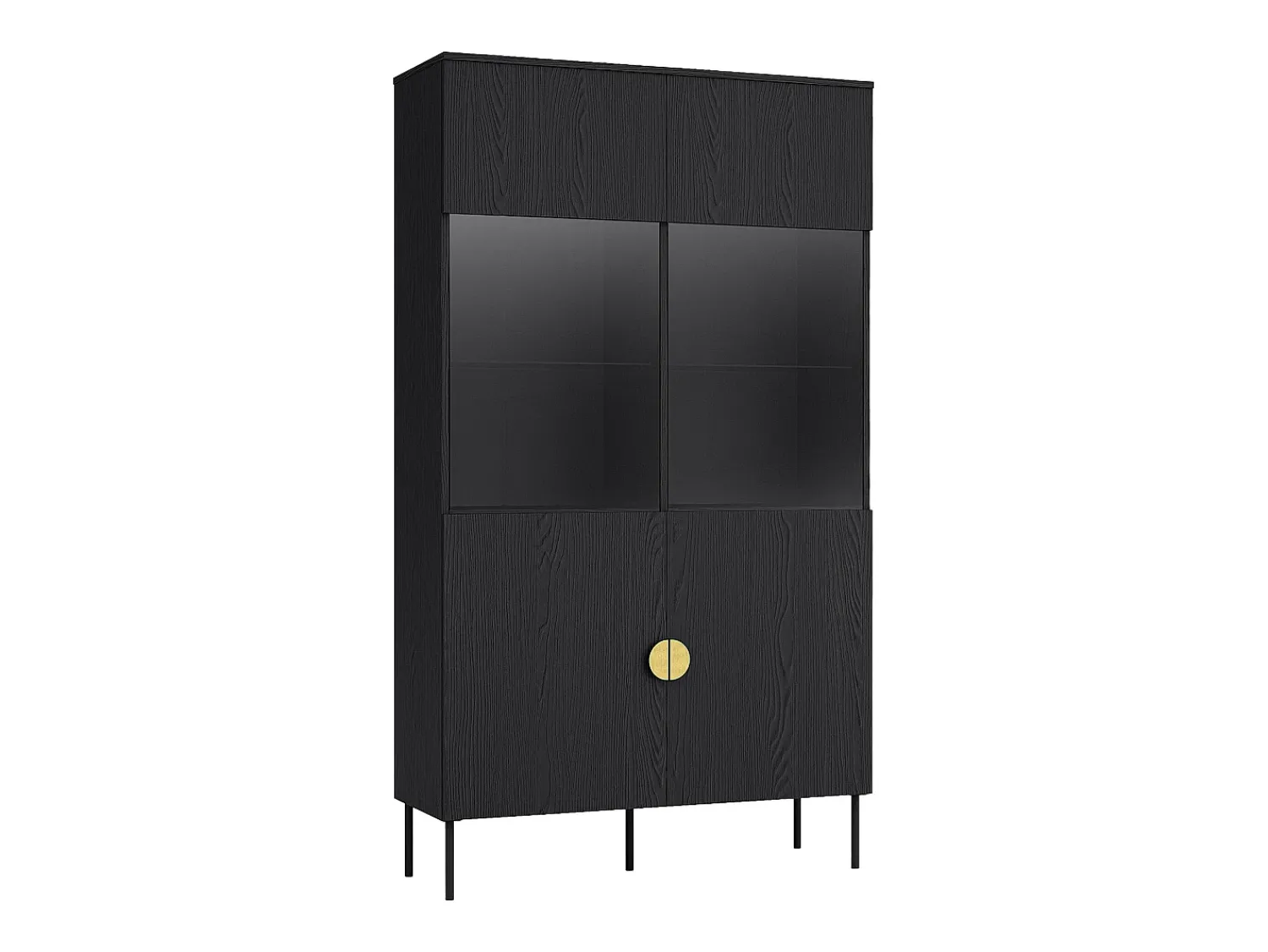 Vitrina*Vente-unique Vitrina 2 portas e 4 nichos com LEDs e dourado - NATANIEL Preto