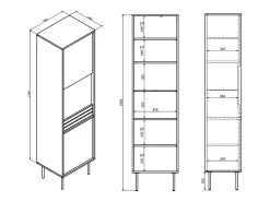 Vitrina|Petits-Meubles Vitrina Astra de 2 portas Madeira escura e caxemira Bege