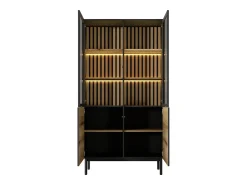 Online Vente-unique Vitrina com 4 portas e com LEDs cor natural e preto - LABENIA Preto / Natural claro