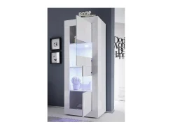 Vitrina*Meublorama Vitrina com porta de vidro, coleção CISA, cor branca laqueada brilhante. Branco