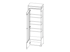Vitrina|Petits-Meubles Vitrina de 1 porta com abertura à esquerda, incluindo LED Teo White e Wood Natural claro