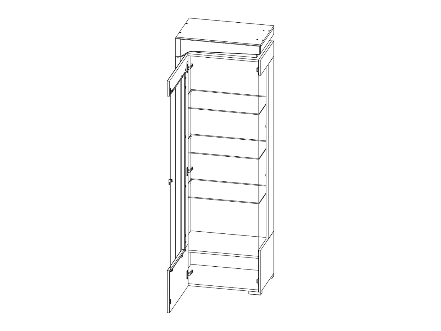 Vitrina|Petits-Meubles Vitrina de 1 porta com abertura à esquerda, incluindo LED Teo White e Wood Natural claro