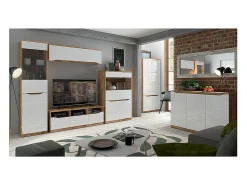 Vitrina|Petits-Meubles Vitrina de 1 porta June Branco e Madeira Natural claro