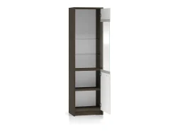 Petits-Meubles Vitrina de 1 porta Kaius em caxemira e madeira escura^ Vitrina