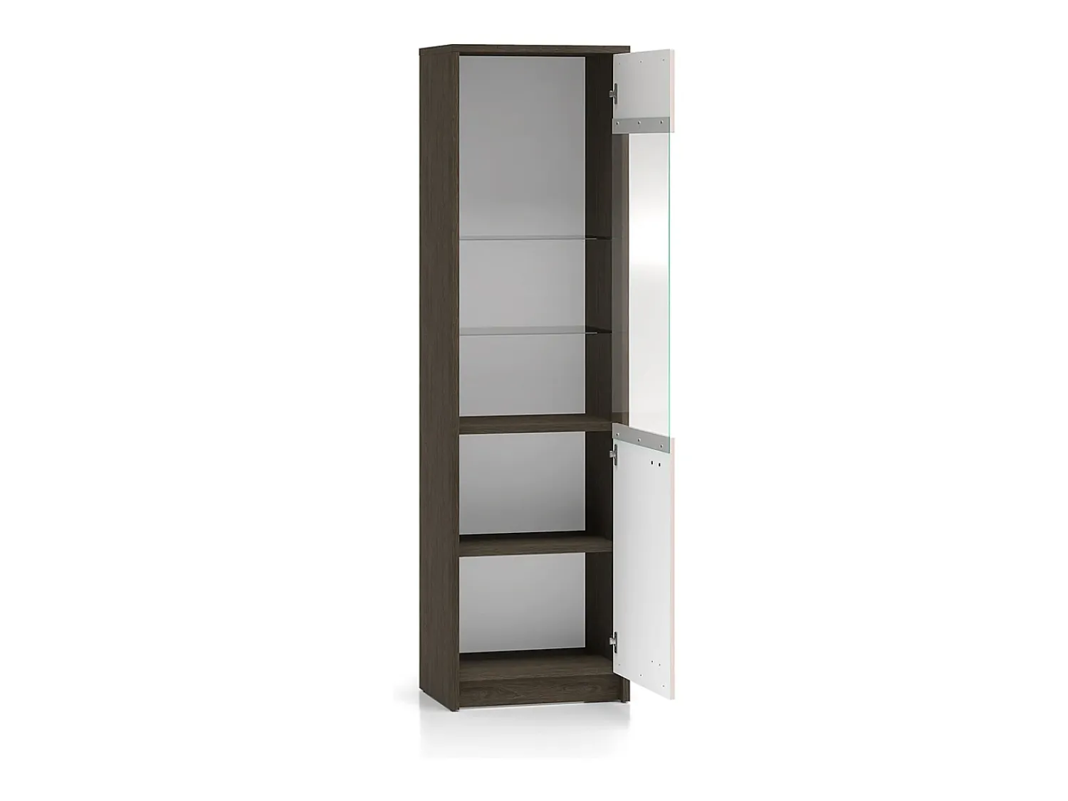 Petits-Meubles Vitrina de 1 porta Kaius em caxemira e madeira escura^ Vitrina