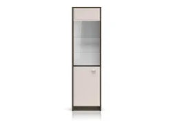 Petits-Meubles Vitrina de 1 porta Kaius em caxemira e madeira escura^ Vitrina