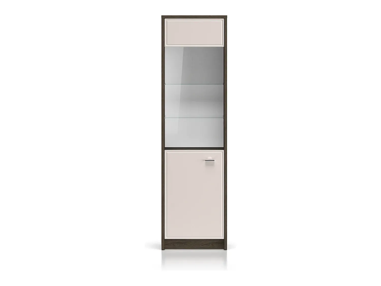 Petits-Meubles Vitrina de 1 porta Kaius em caxemira e madeira escura^ Vitrina