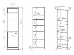 Petits-Meubles Vitrina de 1 porta Kaius em caxemira e madeira escura^ Vitrina