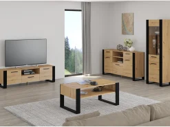 Vitrina*Furnlux Vitrina de 1 porta Nouka em madeira e preto Bege