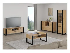 Vitrina*Furnlux Vitrina de 1 porta Nouka em madeira e preto Bege