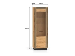Petits-Meubles Vitrina de 1 porta Solal em madeira e preto Natural claro