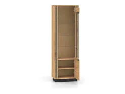 Petits-Meubles Vitrina de 1 porta Solal em madeira e preto Natural claro