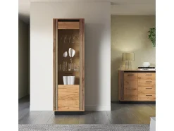 Petits-Meubles Vitrina de 1 porta Solal em madeira e preto Natural claro